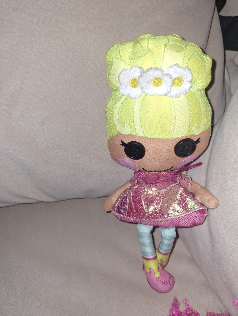 Lalaloopsy 5 inc Green-Haired Flower Head Plush Doll with Pink Dress